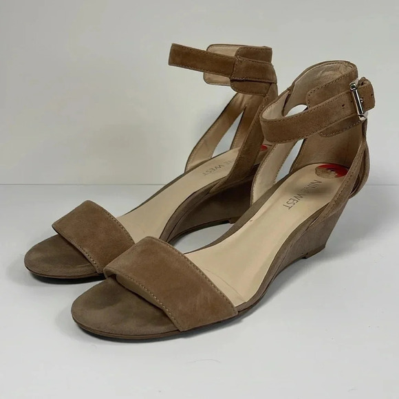 Nine West Ventana Ankle Strap Sand Demi Wedge Sandals Women's Size 6 - Picture 3 of 8